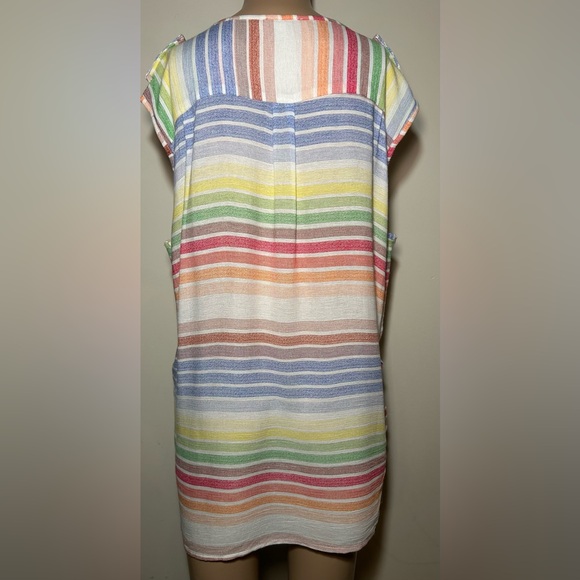 🧁Vintage Jac Dale. Sleeveless Rainbow Stripes Print with lace up side detailing. - Picture 10 of 12